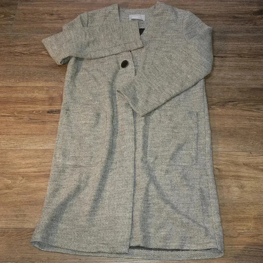 Arnaldo Bassini Longline Grey Cardigan,Classic SZ 90(S/M) Pockets